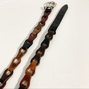 Unique One of a kind, upcycled Multi Colored top-grain “chain link” Leather Belt